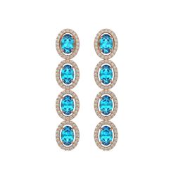 6.28 ctw Swiss Topaz & Diamond Micro Pave Halo Earrings 10k Rose Gold - REF-143H6R