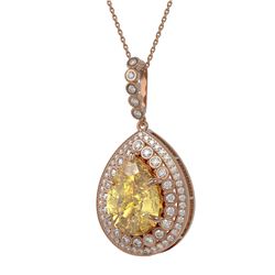 16.96 ctw Canary Citrine & Diamond Victorian Necklace 14K Rose Gold - REF-230F4M