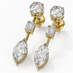 3.5 ctw Marquise Cut Diamond Designer Earrings 18K Yellow Gold - REF-758F5M