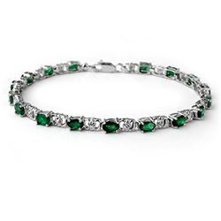 5.02 ctw Emerald & Diamond Bracelet 14k White Gold - REF-80F9M