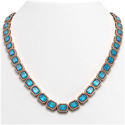 52.99 ctw Swiss Topaz & Diamond Micro Pave Halo Necklace 10k Rose Gold - REF-696K2Y