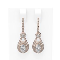 3.9 ctw Marquise Diamond Earrings 18K Rose Gold - REF-755R3K