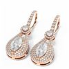 Image 3 : 3.9 ctw Marquise Diamond Earrings 18K Rose Gold - REF-755R3K