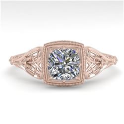 0.50 ctw Certified VS/SI Cushion Diamond Engagment Ring 18k Rose Gold - REF-113M8G