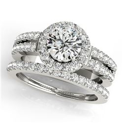 1 ctw Certified VS/SI Diamond 2pc Wedding Set Halo 14k White Gold - REF-113Y2X