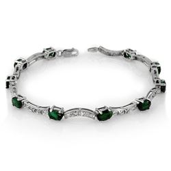 4.25 ctw Emerald & Diamond Bracelet 14k White Gold - REF-78N2F