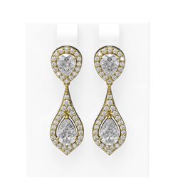 2.34 ctw Pear Diamond Earrings 18K Yellow Gold - REF-342H5R