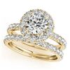 Image 1 : 2.29 ctw Certified VS/SI Diamond 2pc Wedding Set Halo 14k Yellow Gold - REF-319R2K