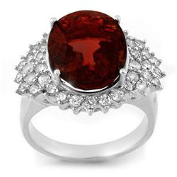 9.18 ctw Pink Tourmaline & Diamond Ring 18k White Gold - REF-263H6R