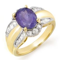 3.52 ctw Tanzanite & Diamond Ring 14k Yellow Gold - REF-114M2G