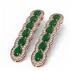 Image 3 : 9.85 ctw Emerald & Diamond Earrings 18K Rose Gold - REF-236G9W