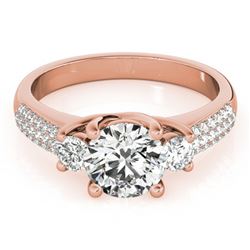 1.25 ctw VS/SI Diamond 3 Stone Micro Pave Ring 18k Rose Gold - REF-184Y3X