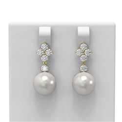 1.2 ctw Diamond & Pearl Earrings 18K Yellow Gold - REF-131R8K