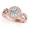 Image 2 : 1.4 ctw Certified VS/SI Diamond Halo Ring 18k Rose Gold - REF-313W5H