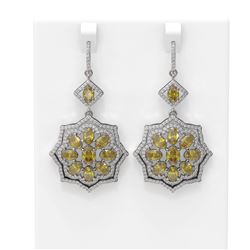 14.06 ctw Canary Citrine & Diamond Earrings 18K White Gold - REF-320R4K