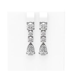 4.5 ctw Pear Diamond Earrings 18K White Gold - REF-908G5W