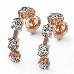 3.5 Ctw Oval Cut Diamond Designer Earrings 18K Rose Gold - REF-429K8Y