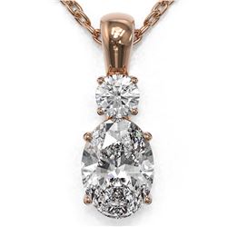 0.9 ctw Oval Cut Diamond Designer Necklace 18K Rose Gold - REF-139W2H