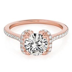 1.33 ctw Certified VS/SI Diamond Halo Ring 18k Rose Gold - REF-278G6W