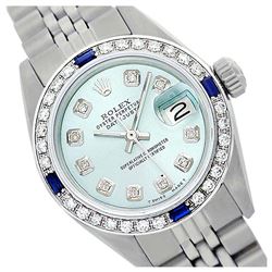 Rolex Men's Stainless Steel, QuickSet, Diam Dial & Diam/Sapphire Bezel - REF-521W3H