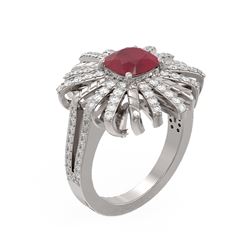 3.23 ctw Ruby & Diamond Ring 18K White Gold - REF-168K2Y