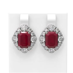 16.56 ctw Ruby & Diamond Earrings 18K White Gold - REF-527X3A