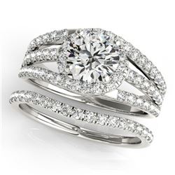1.4 ctw Certified VS/SI Diamond 2pc Wedding Set 14k White Gold - REF-184G3W