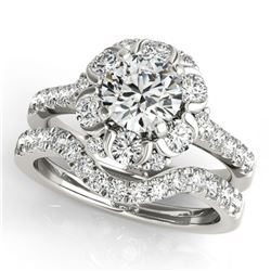 1.97 ctw Certified VS/SI Diamond 2pc Wedding Set Halo 14k White Gold - REF-156F8M