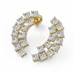 3.6 ctw Princess Cut Diamond Designer Earrings 18K Yellow Gold - REF-431X3A