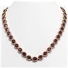 Image 1 : 36.93 ctw Garnet & Diamond Micro Pave Halo Necklace 10k Rose Gold - REF-582A8N