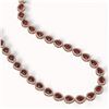Image 2 : 36.93 ctw Garnet & Diamond Micro Pave Halo Necklace 10k Rose Gold - REF-582A8N
