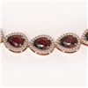 Image 3 : 36.93 ctw Garnet & Diamond Micro Pave Halo Necklace 10k Rose Gold - REF-582A8N