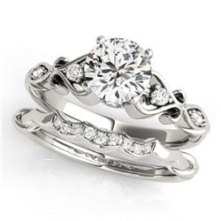 1.22 ctw Certified VS/SI Diamond 2pc Wedding Set Antique 14k White Gold - REF-281G6W