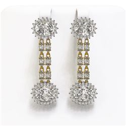 7.47 ctw Rare Oval Diamond Earrings 18K Yellow Gold - REF-1286M8G