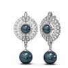 Image 2 : 5 ctw Diamond & Pearl Earrings 18K White Gold - REF-350G5W