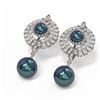 Image 3 : 5 ctw Diamond & Pearl Earrings 18K White Gold - REF-350G5W