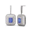 Image 2 : 14.23 ctw Tanzanite & Diamond Earrings 18K White Gold - REF-890K9Y