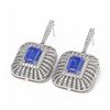Image 3 : 14.23 ctw Tanzanite & Diamond Earrings 18K White Gold - REF-890K9Y