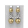 Image 1 : 1.3 ctw Pearl & Diamond Earrings 18K White Gold - REF-182R8K