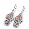 Image 3 : 7.03 ctw Morganite & Diamond Earrings 18K White Gold - REF-343X6A