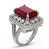Image 2 : 11.98 ctw Certified Ruby & Diamond Victorian Ring 14K White Gold - REF-258K8Y