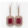 Image 1 : 23.79 ctw Certified Ruby & Diamond Victorian Earrings 14K Rose Gold - REF-481A6N