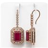 Image 2 : 23.79 ctw Certified Ruby & Diamond Victorian Earrings 14K Rose Gold - REF-481A6N