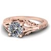 Image 2 : 1 ctw Solitaire Certified VS/SI Diamond Ring Art Deco 14k Rose Gold - REF-307Y2X