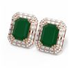 Image 3 : 13.21 ctw Emerald & Diamond Earrings 18K Rose Gold - REF-418F2M