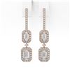 Image 2 : 2.55 ctw Emerald Cut Diamond Designer Earrings 18K Rose Gold - REF-364Y2X