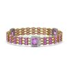 Image 2 : 22.77 ctw Amethyst & Diamond Bracelet 14K Yellow Gold - REF-327M3G
