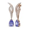 Image 2 : 4.81 ctw Tanzanite & Diamond Earrings 18K Rose Gold - REF-265R5K
