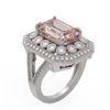 Image 2 : 6.08 ctw Certified Morganite & Diamond Victorian Ring 14K White Gold - REF-226W4H