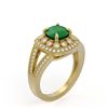 Image 2 : 2.69 ctw Certified Emerald & Diamond Victorian Ring 14K Yellow Gold - REF-104G9W